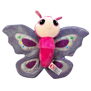 Fiesta Fluttering Butterfly Plush Stuffed Animal Glitter Wings Pink Purple 13.5"